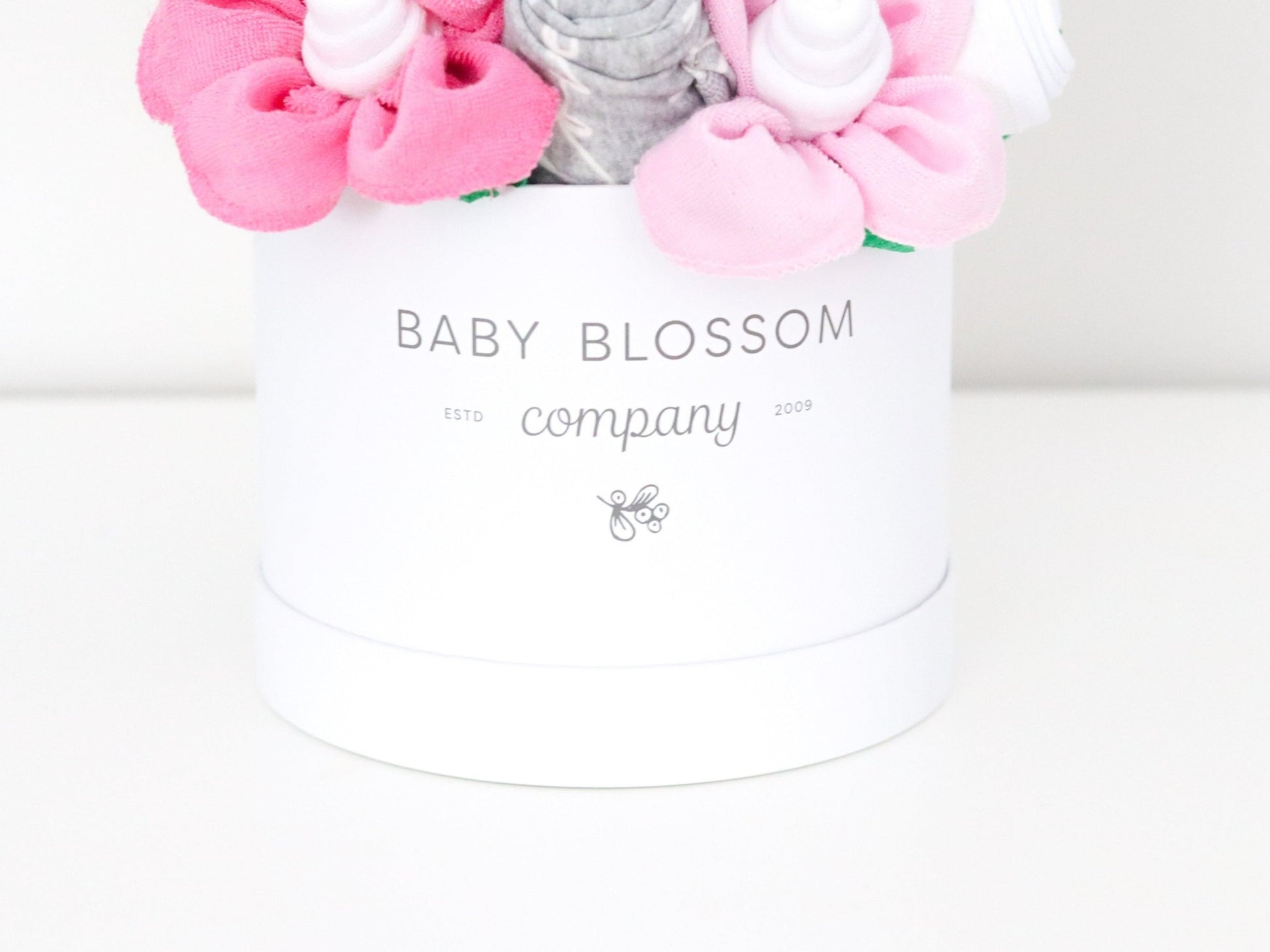Pink Hatbox Bouquet - Deluxe - Baby Blossom Company