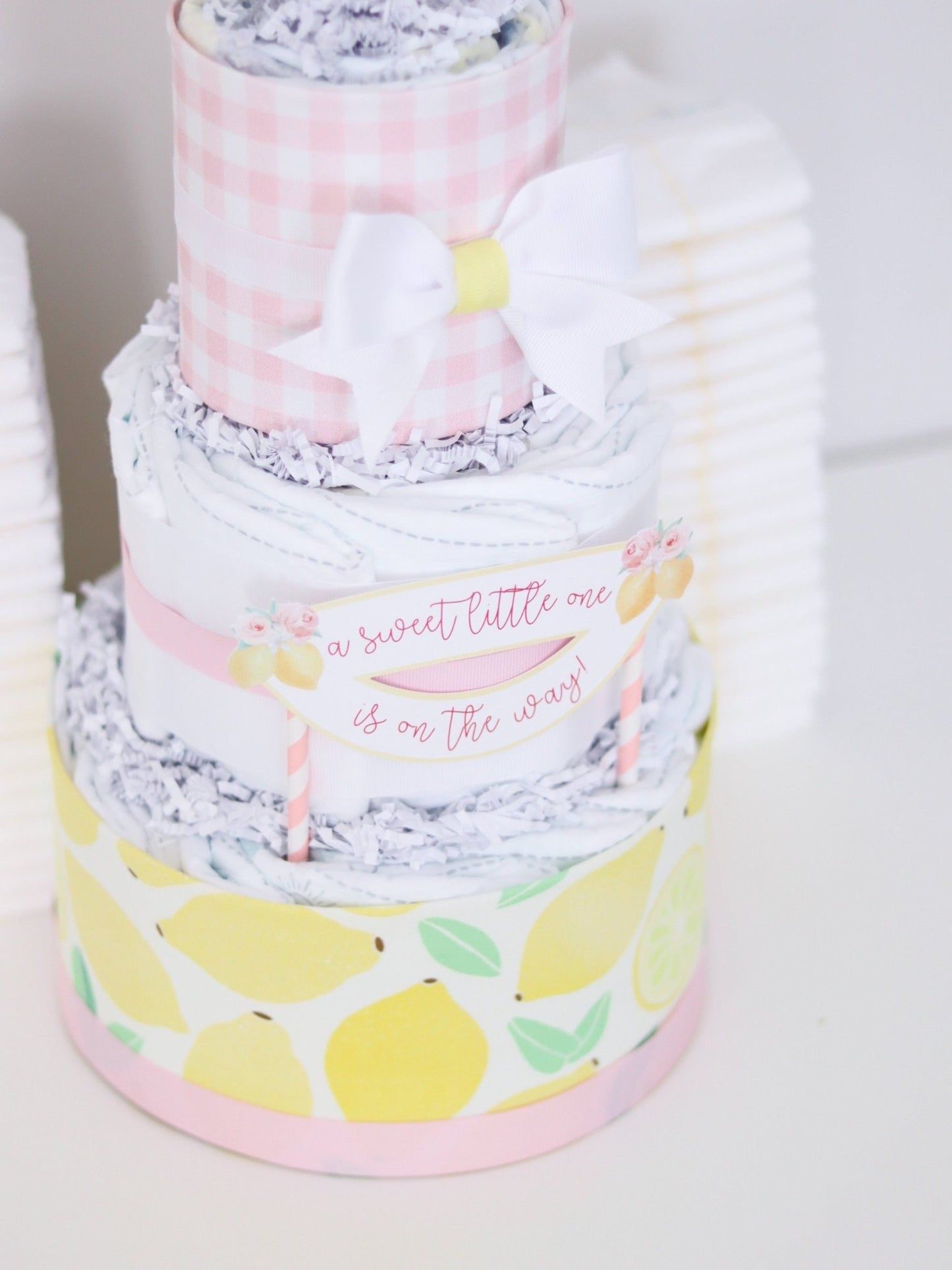 Pink Lemonade Diaper Cake - Baby Blossom Company