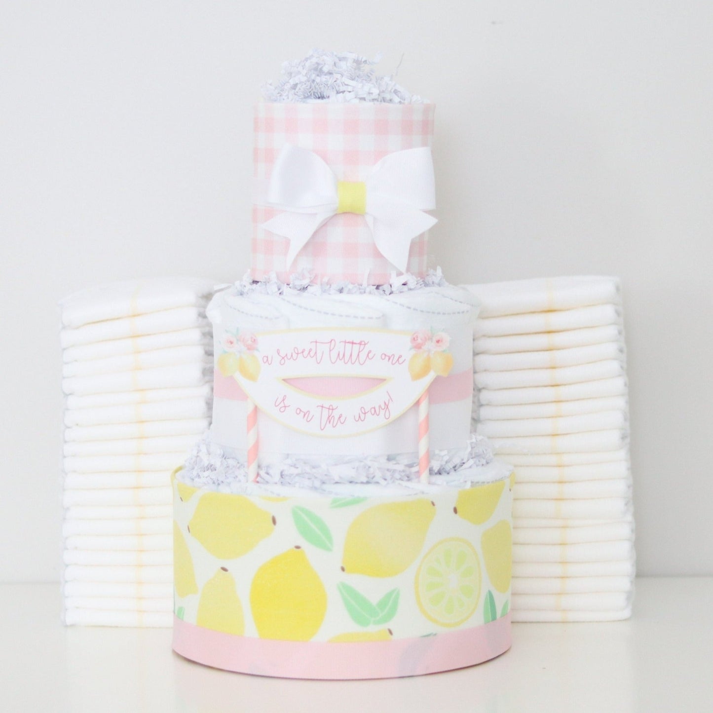 Pink Lemonade Diaper Cake - Baby Blossom Company