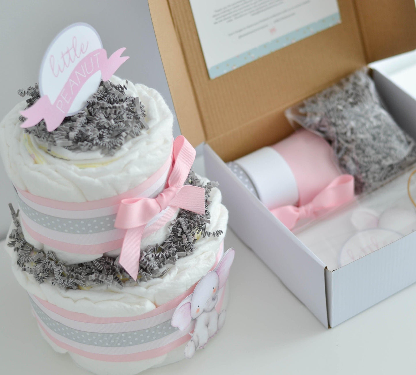 Pink Little Peanut Diaper Cake Kit - Baby Blossom Company