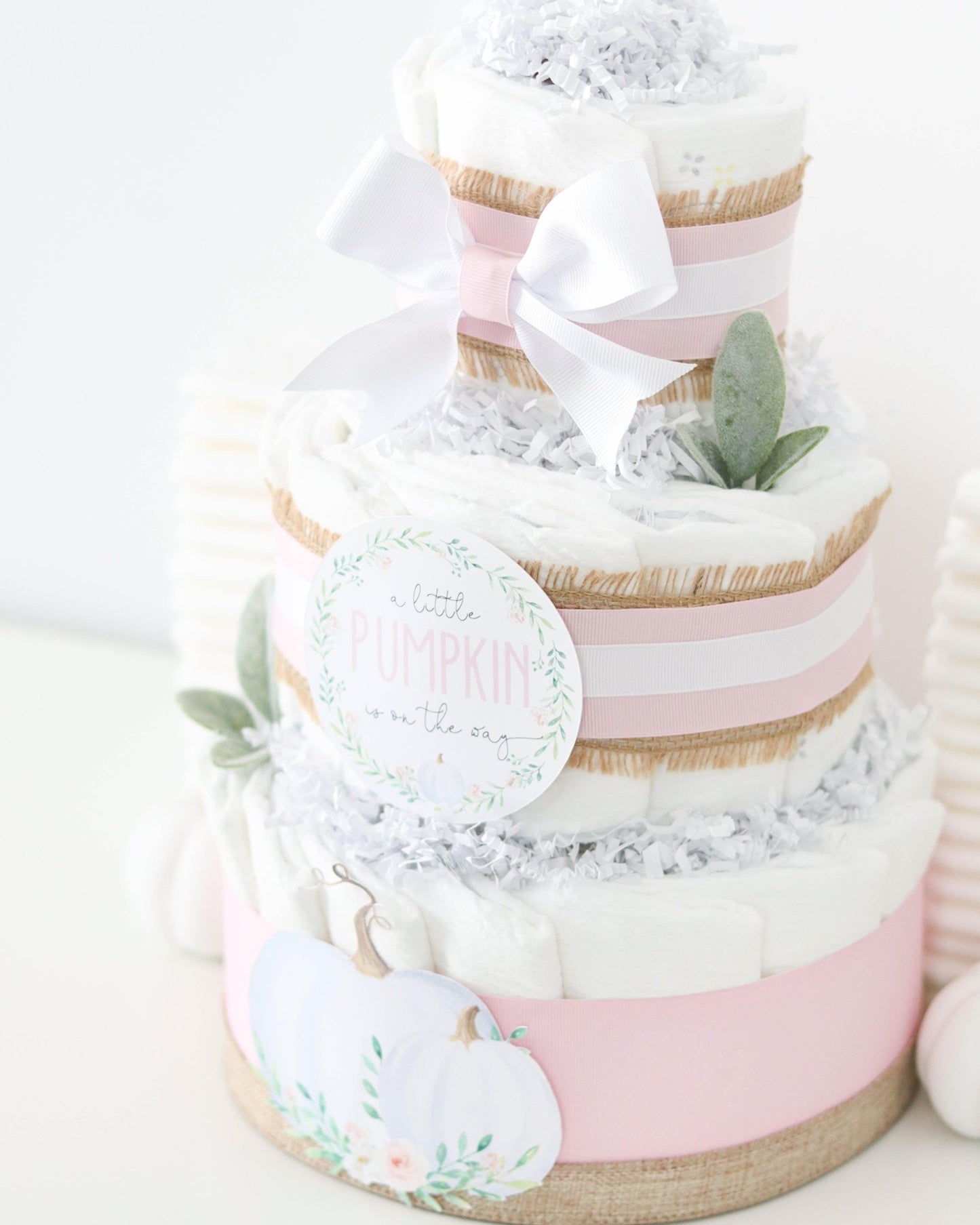 Pink Pumpkin Diaper Cake - Baby Blossom Company