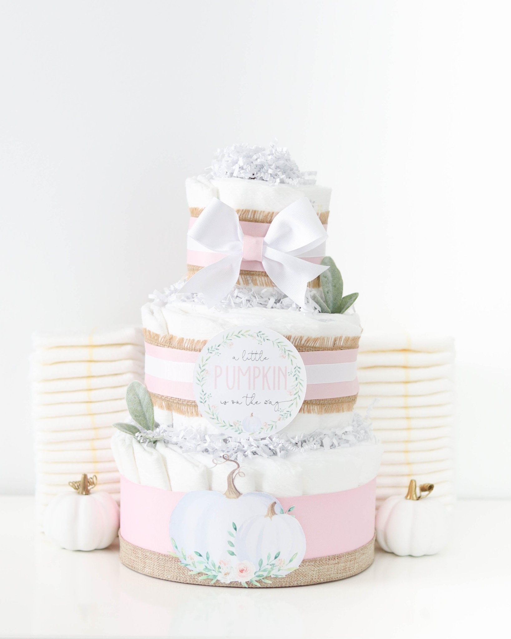 Pink Pumpkin Diaper Cake - Baby Blossom Company