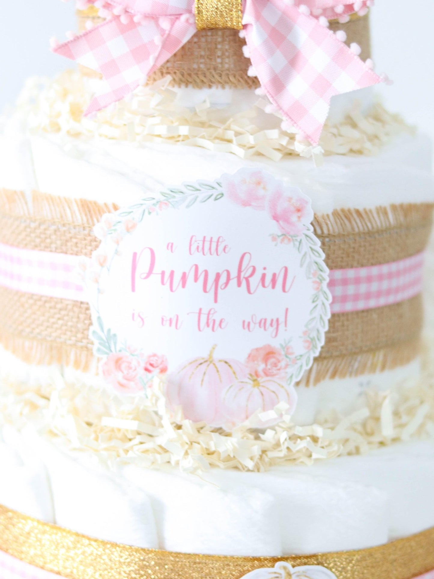 Pink Pumpkin Truck Diaper Cake - Baby Blossom Company