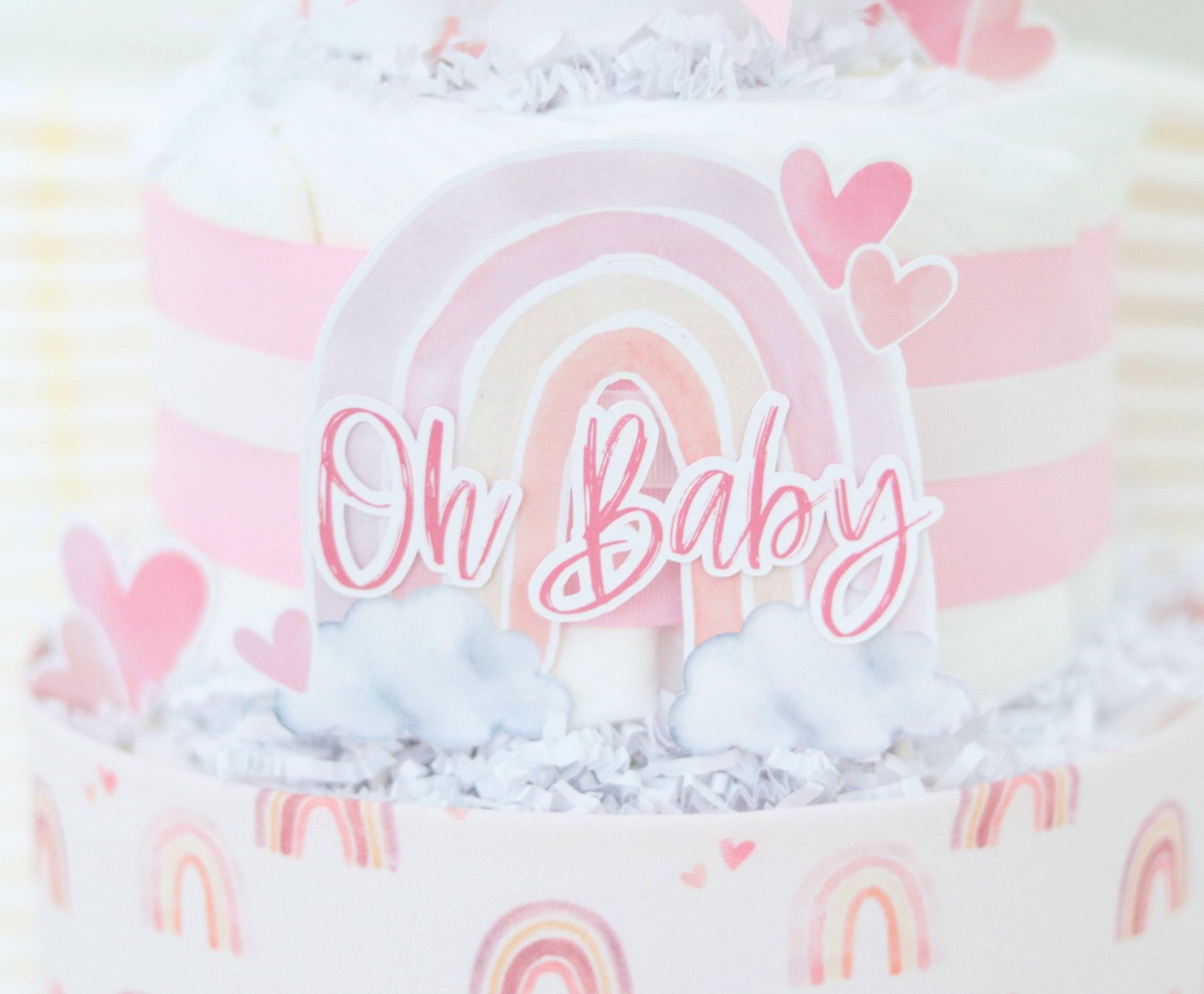 Pink Rainbow Diaper Cake - Baby Blossom Company