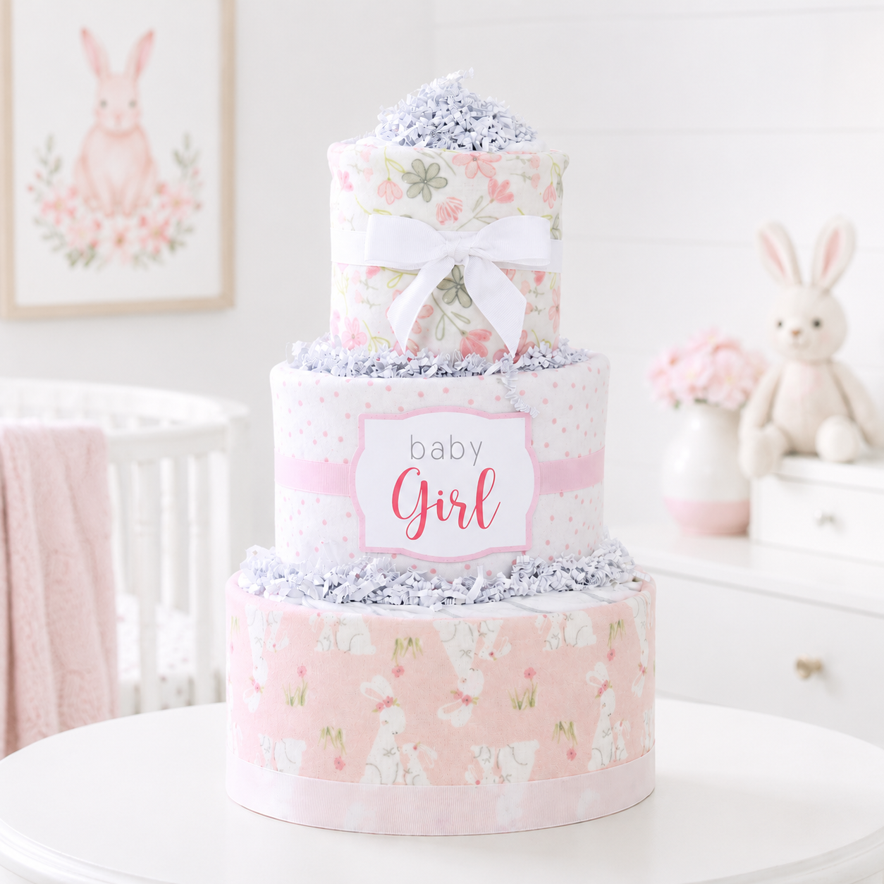 Pink Bunny Diaper Cake