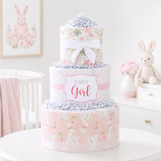 Pink Bunny Diaper Cake