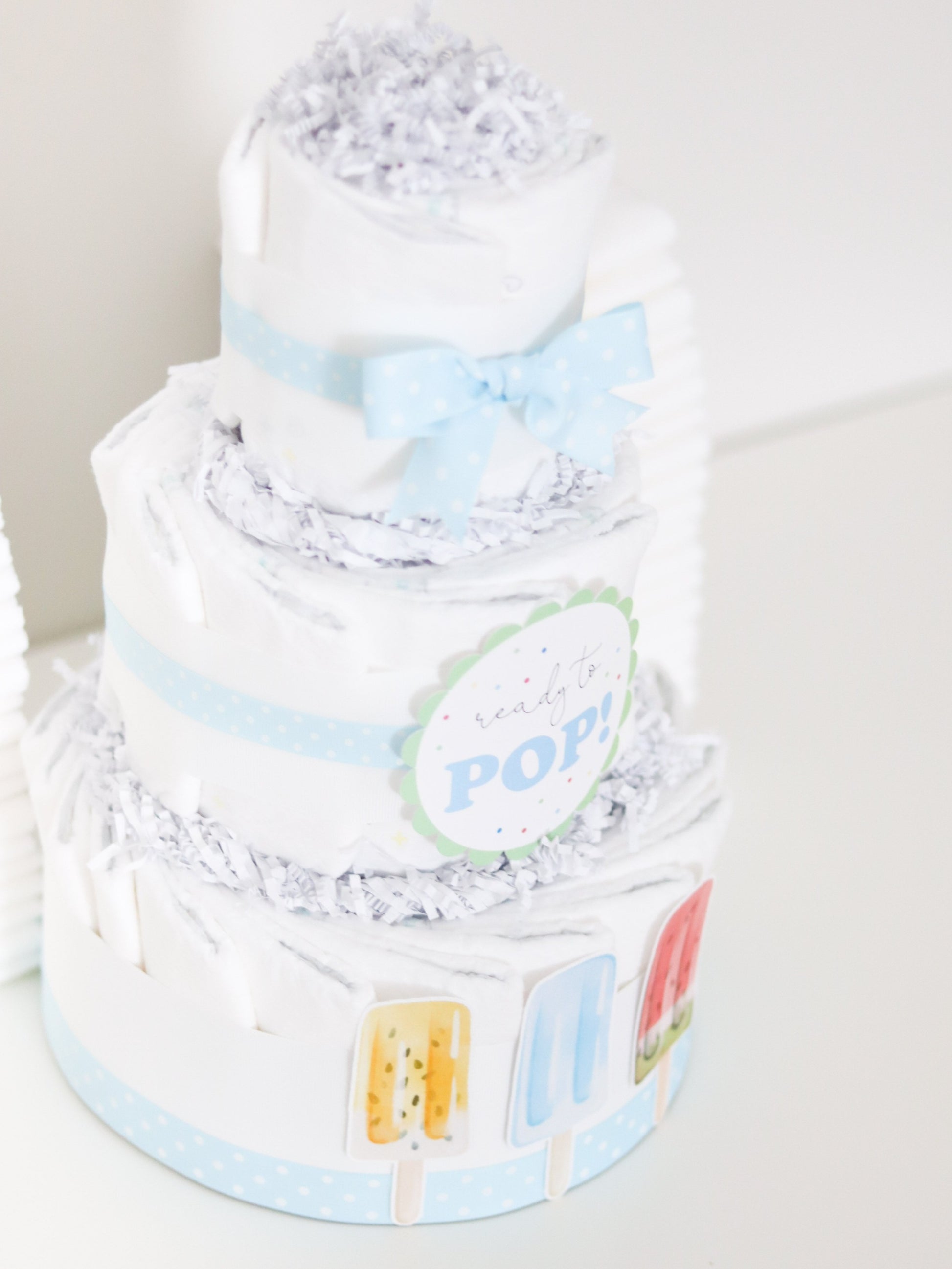 popsicle baby shower diaper cake blue