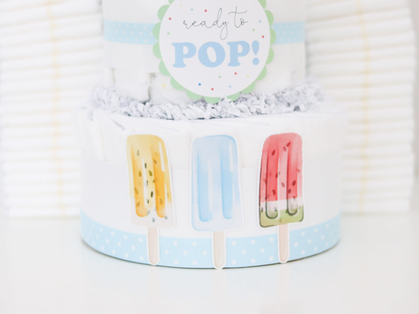 popsicle baby shower diaper cake decoration blue