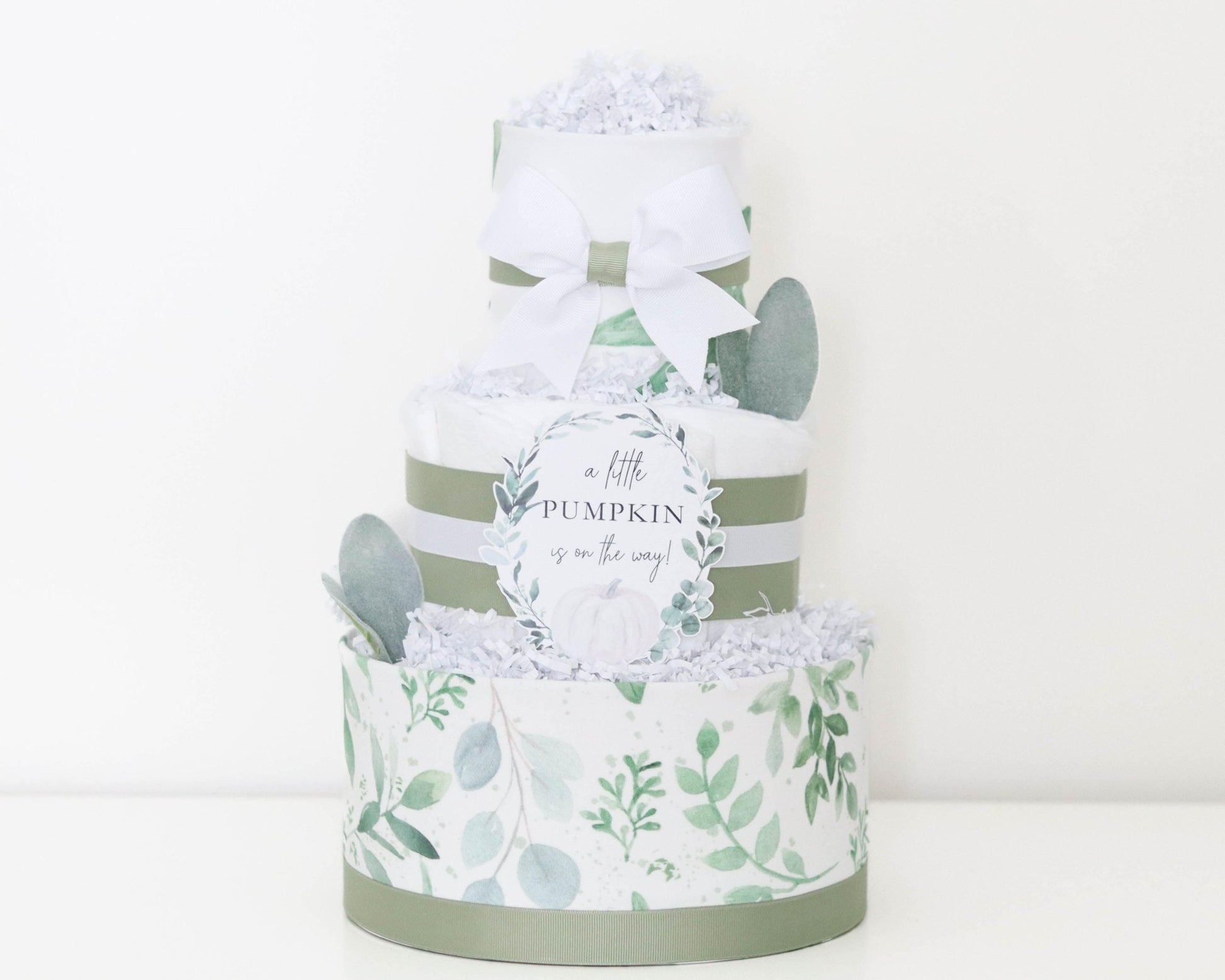 Pumpkin Greenery Diaper Cake - Baby Blossom Company