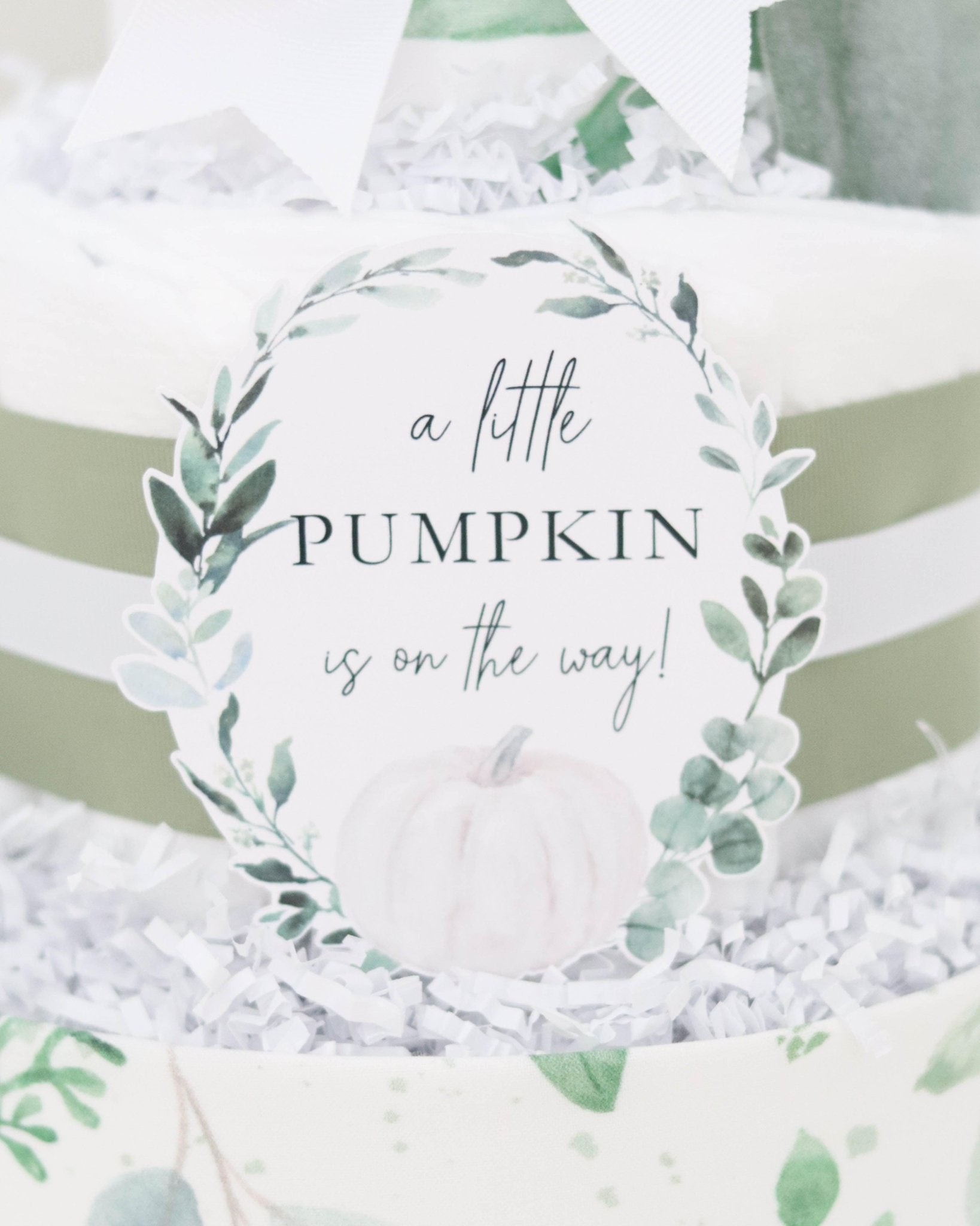 Pumpkin Greenery Diaper Cake - Baby Blossom Company