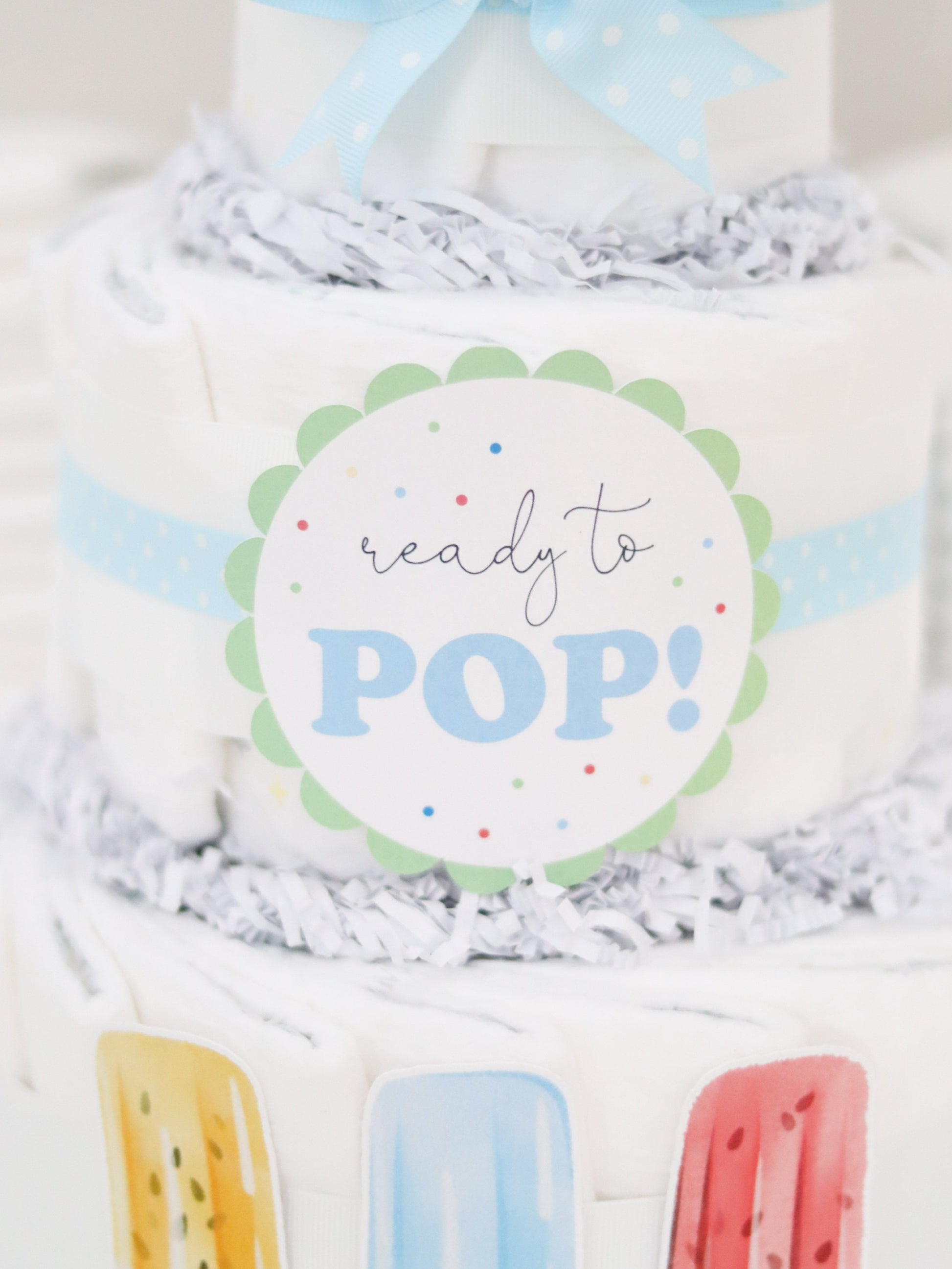 ready to pop diaper cake sign