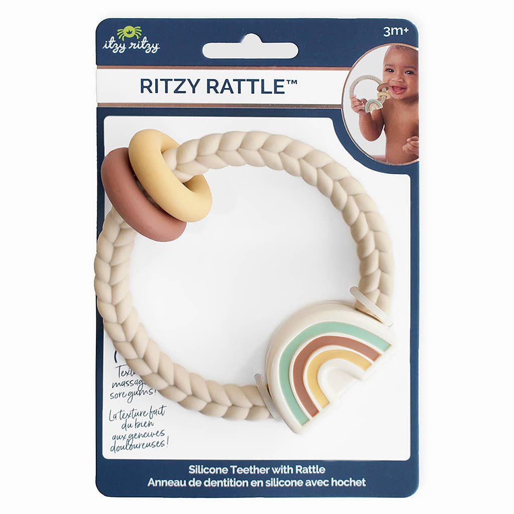 Ritzy Rattle™ Silicone Teether Rattles: Neutral Rainbow - Baby Blossom Company