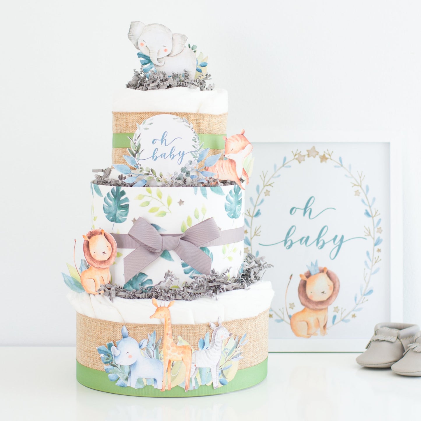 Safari Friends Diaper Cake - Baby Blossom Company