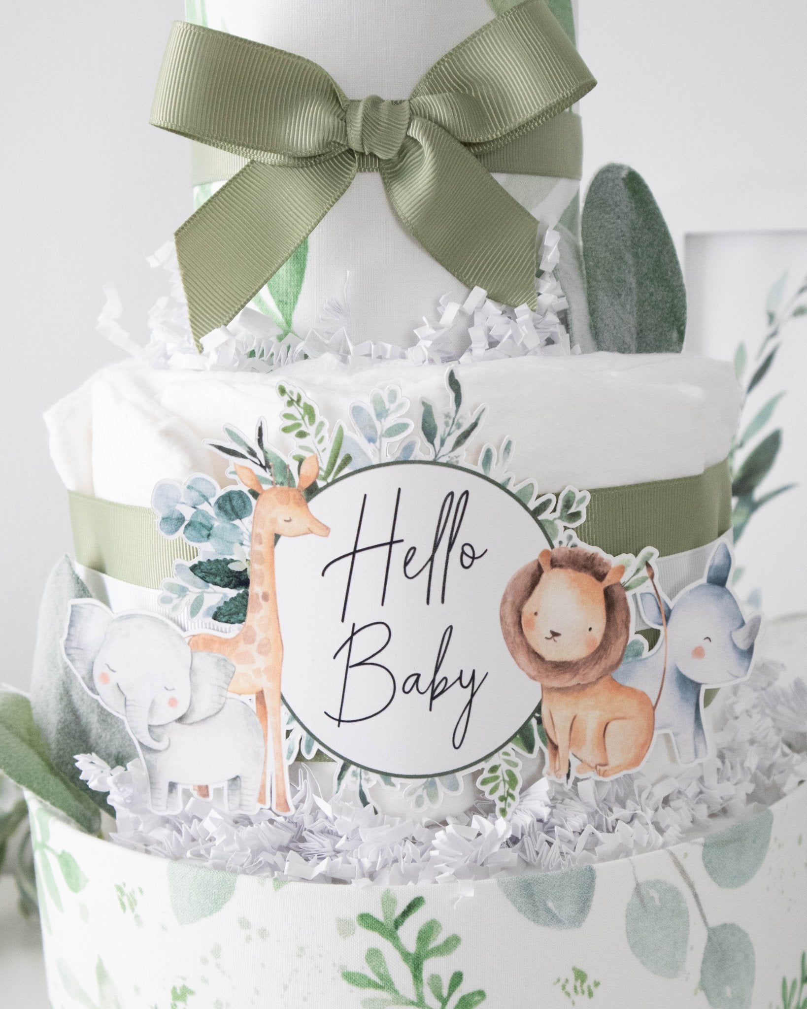 Safari Greenery Diaper Cake - Baby Blossom Company