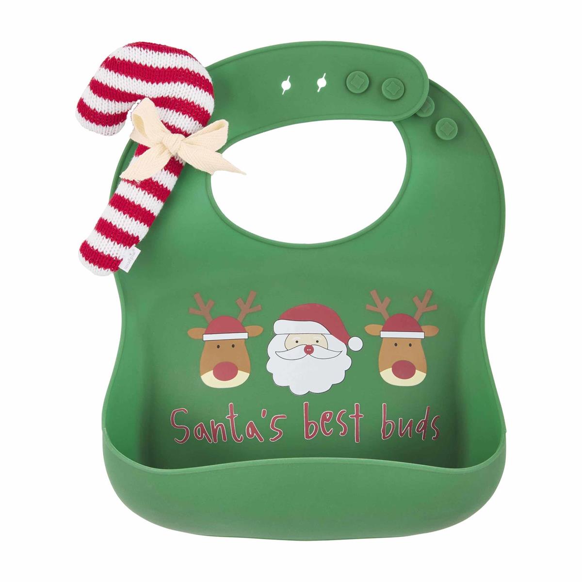 Santa's Buds Silicone Bib & Rattle Set - Baby Blossom Company