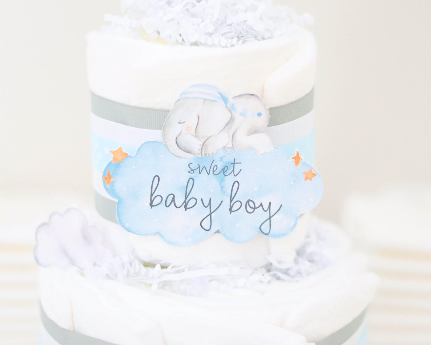 Sleeping Animals Diaper Cake - Blue - Baby Blossom Company