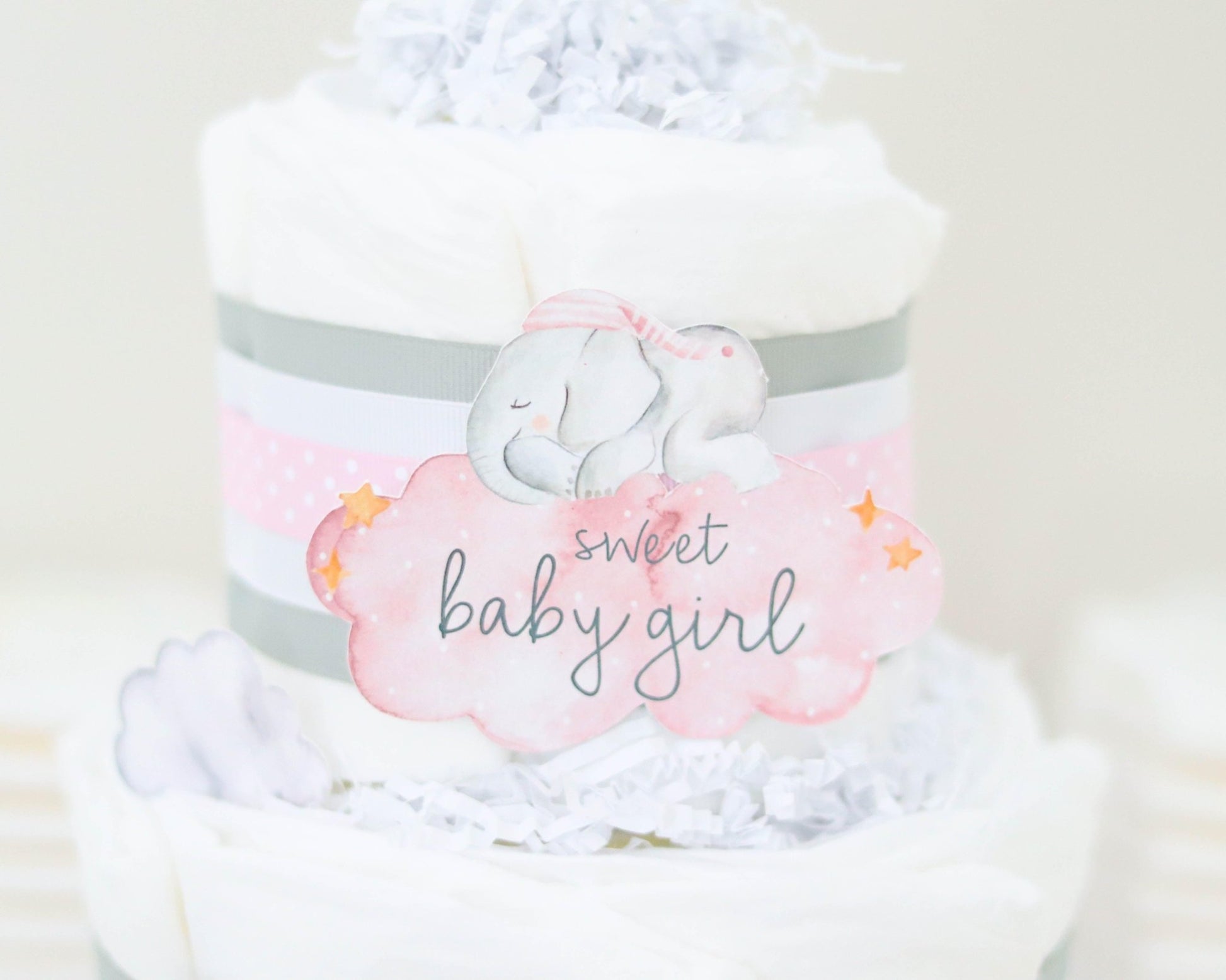 Sleeping Animals Diaper Cake - Pink - Baby Blossom Company