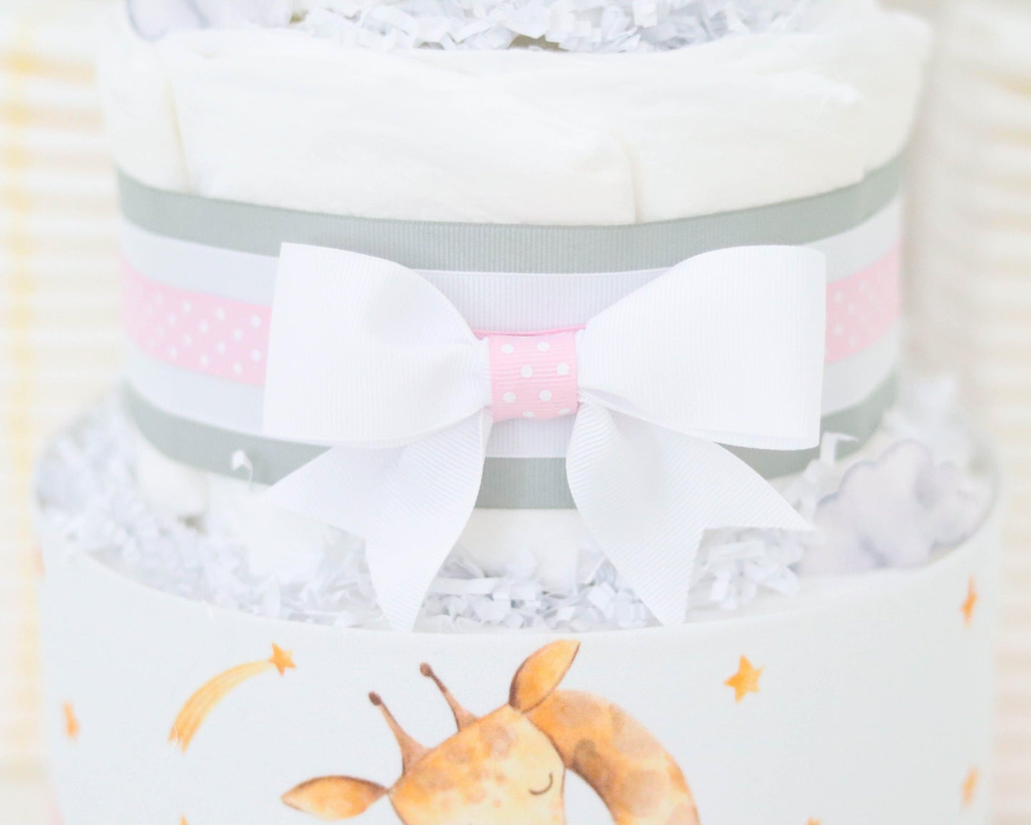 Sleeping Animals Diaper Cake - Pink - Baby Blossom Company