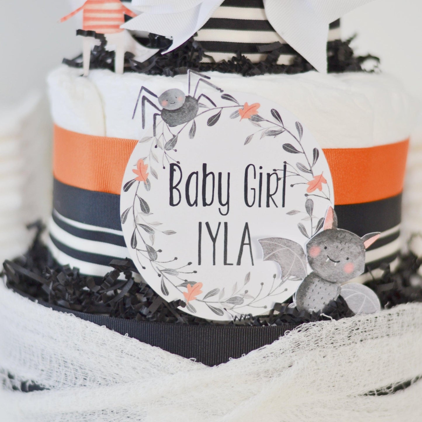 Spooky Mummy Diaper Cake - Baby Blossom Company