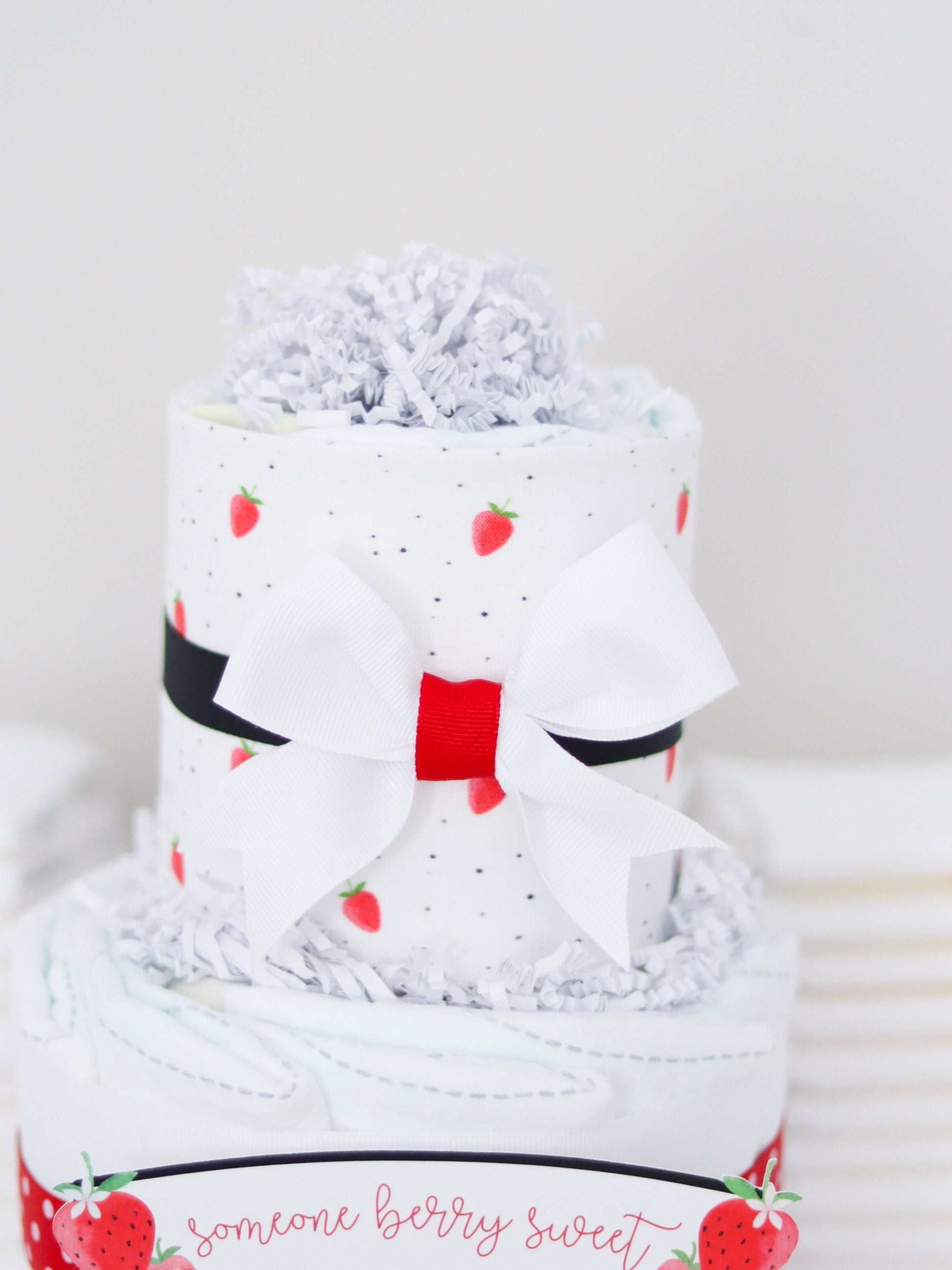 strawberry diaper cake bow