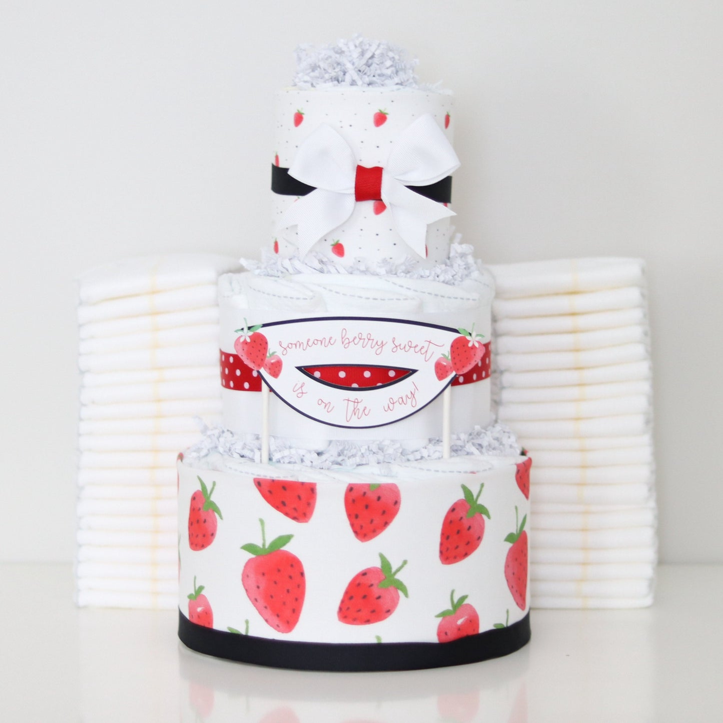 strawberry diaper cake neutral