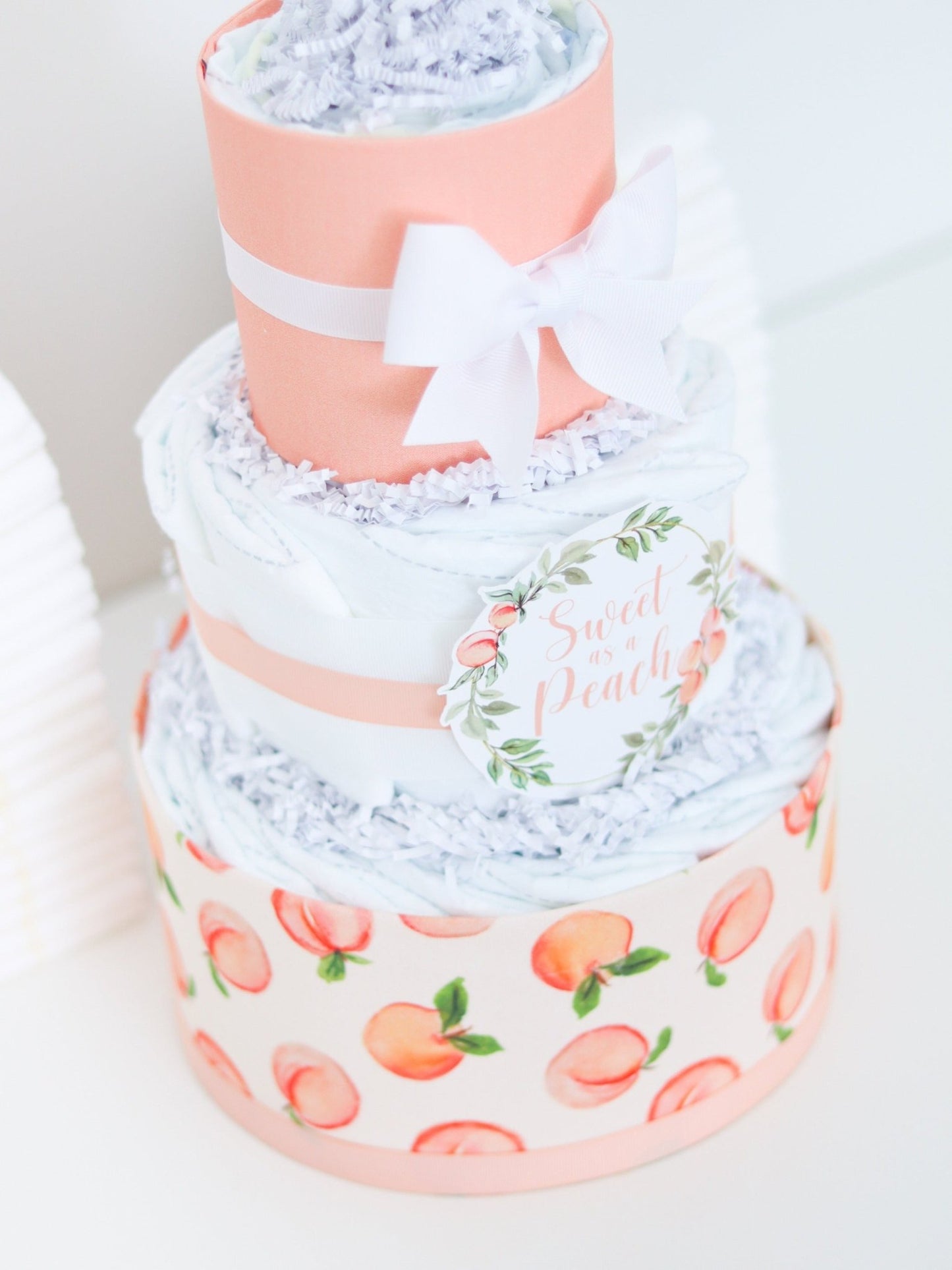 Sweet Peach Diaper Cake - Baby Blossom Company