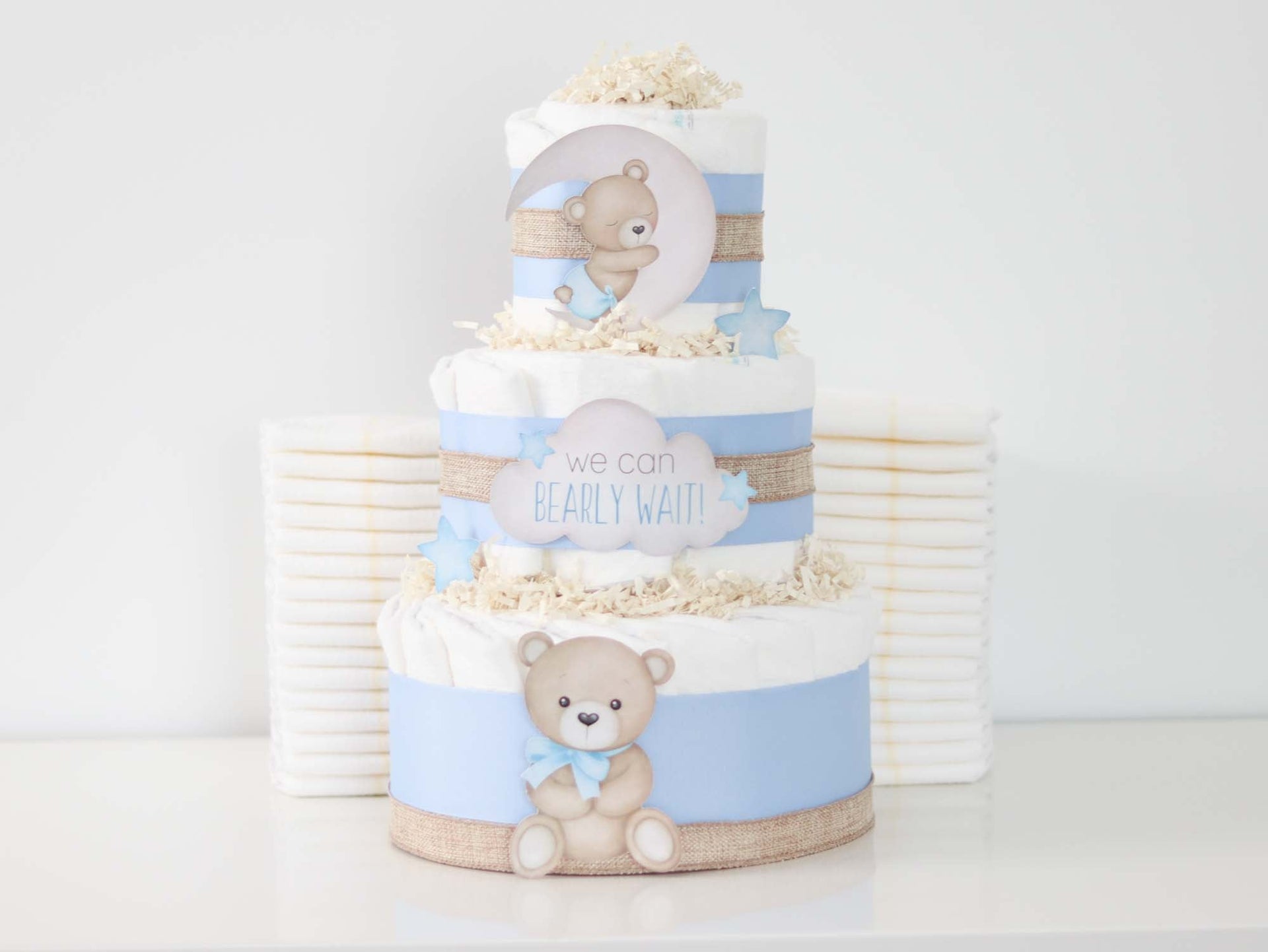 Unique Baby Shower Gift Idea: We Can Bearly Wait Diaper Cake