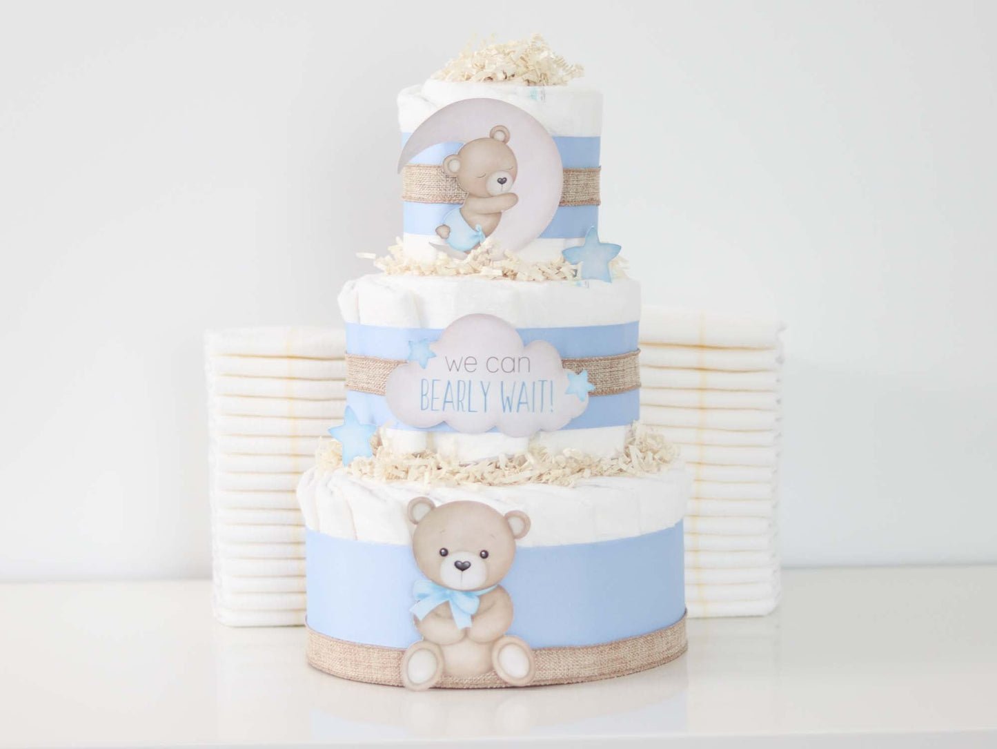 Teddy Bear Diaper Cake Collection - Blue - Baby Blossom Company