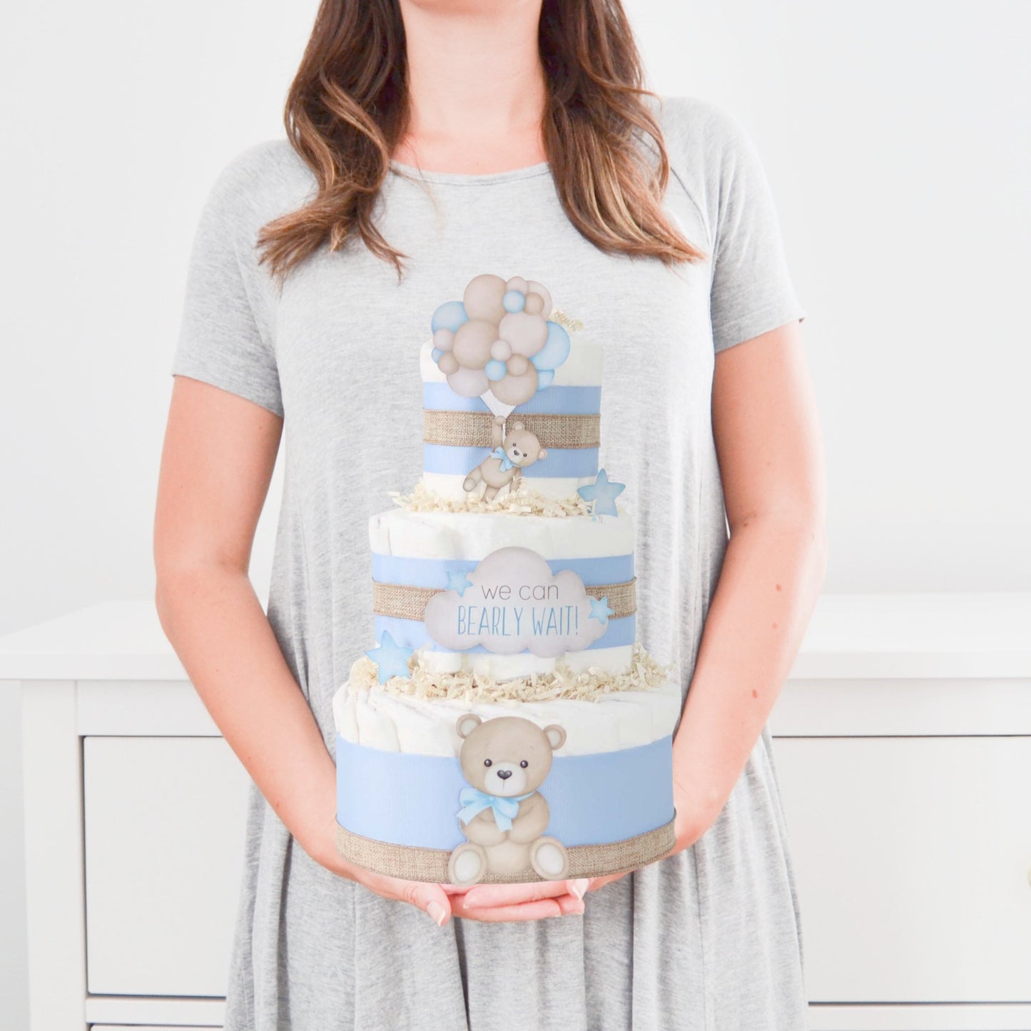 Teddy Bear Diaper Cake Collection - Blue - Baby Blossom Company