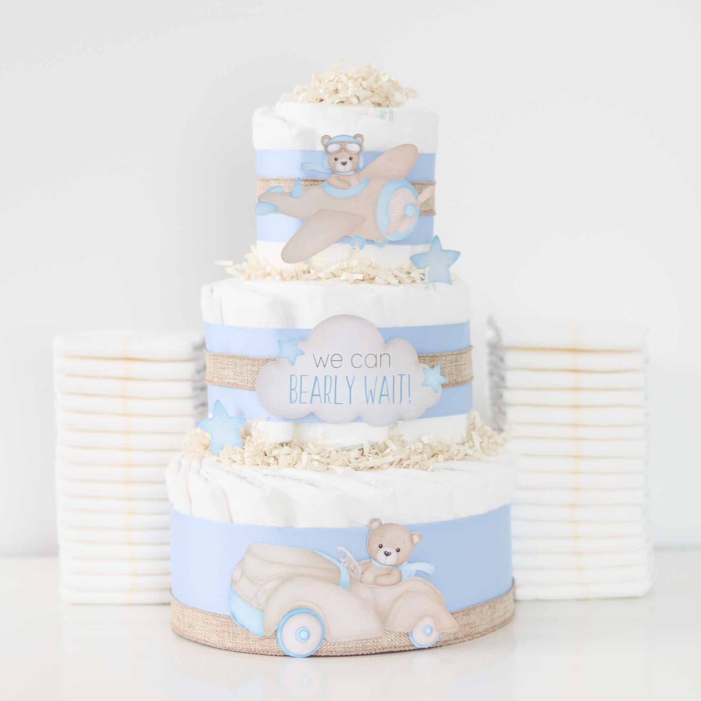 Teddy Bear Diaper Cake Collection - Blue - Baby Blossom Company