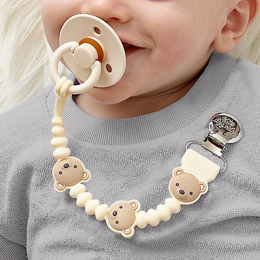 Teddy Bear Pacifier Clip - Baby Blossom Company