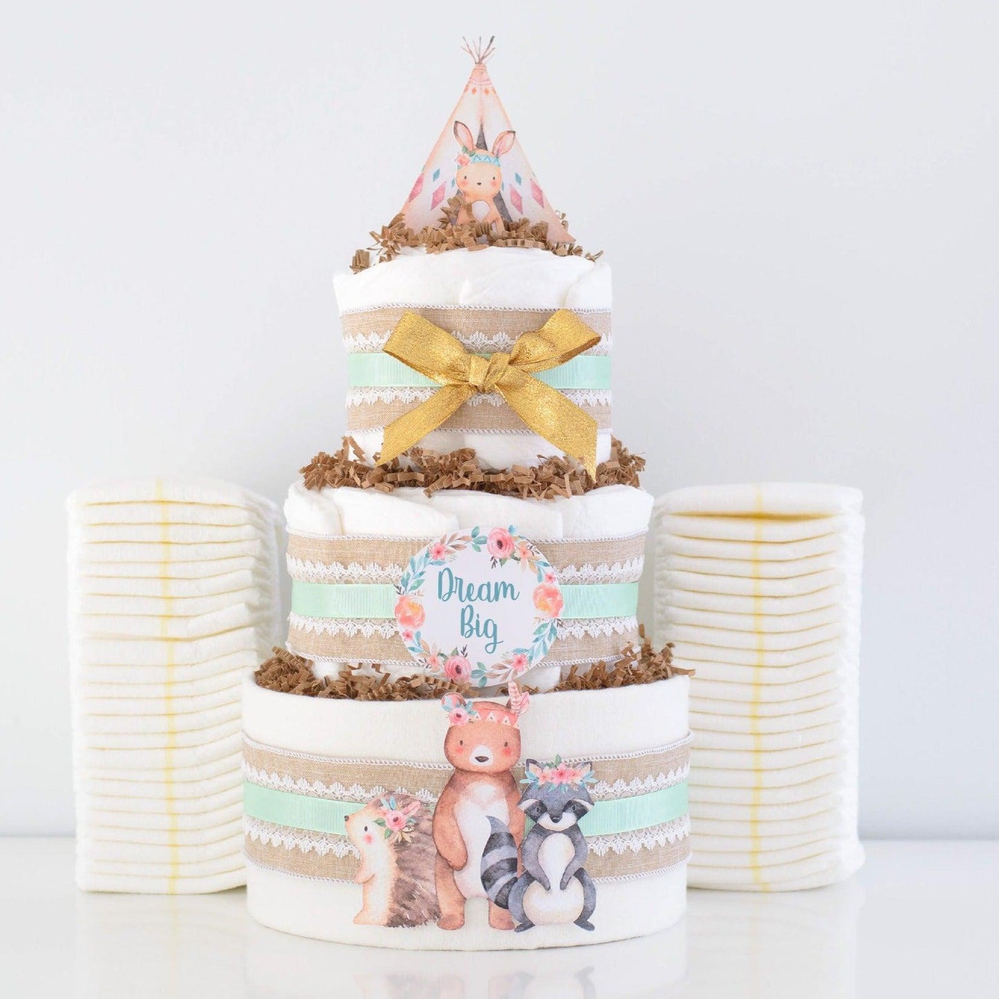 Tribal Woodland Diaper Cake - Baby Blossom Company