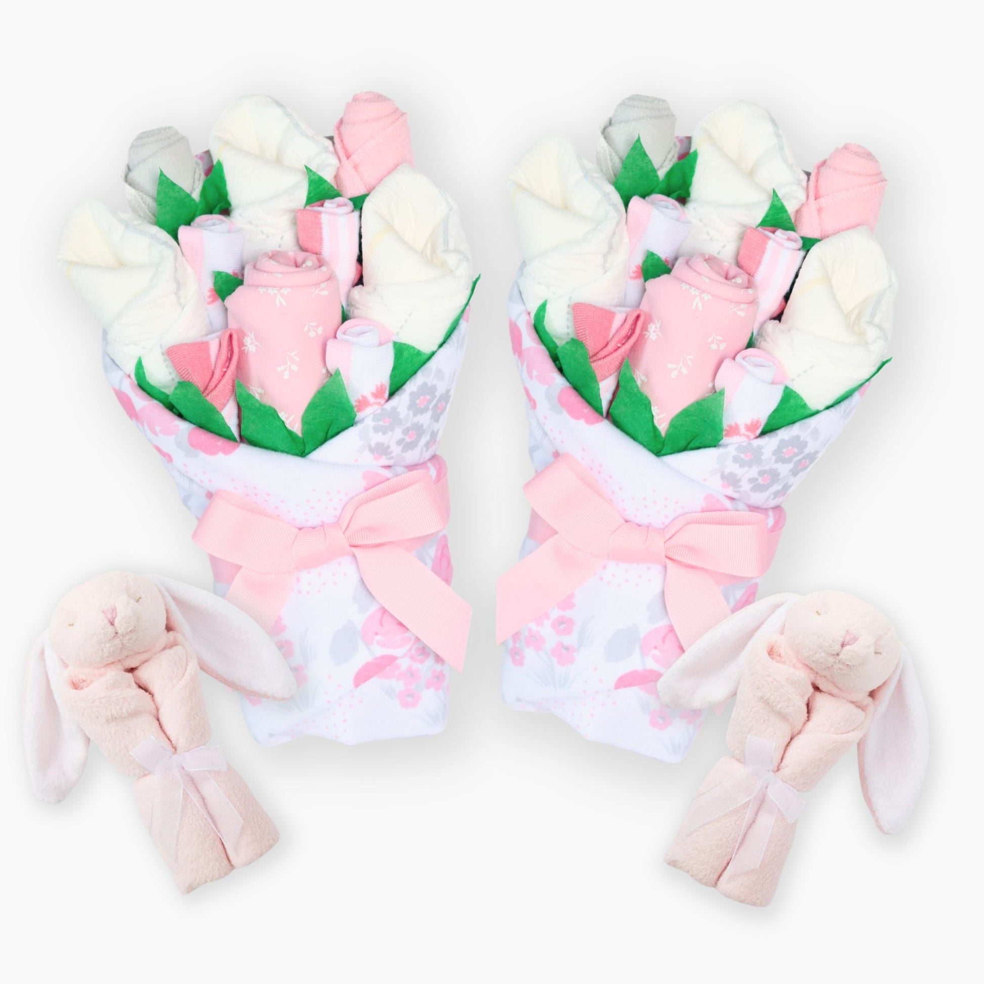 Twin Baby Gift Set - Bouquets & Lovey Blanket - Baby Blossom Company