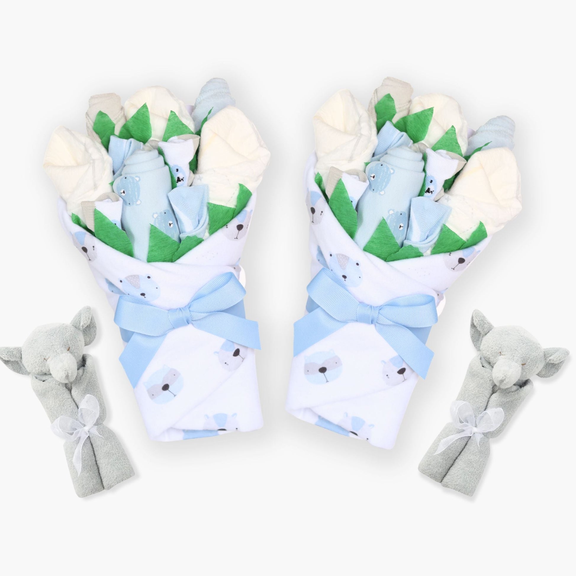 Twin Baby Gift Set - Bouquets & Lovey Blanket - Baby Blossom Company