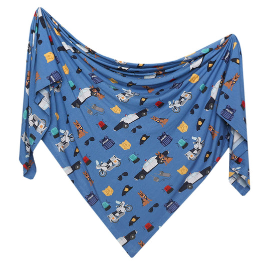 Knit Swaddle Blanket - Policemen