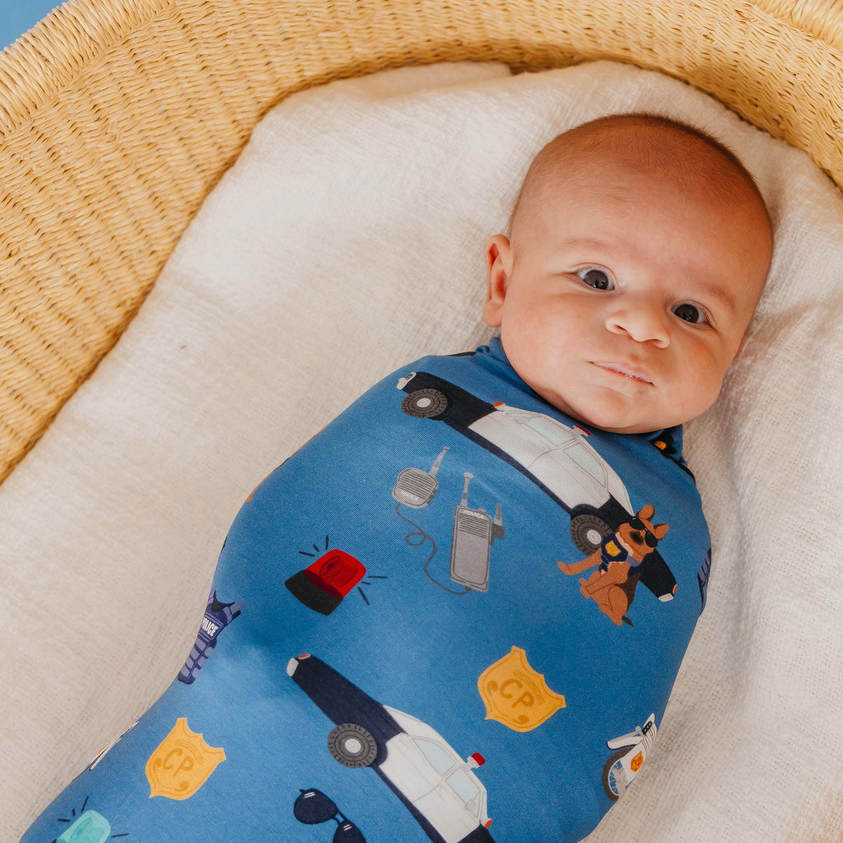 Knit Swaddle Blanket - Policemen