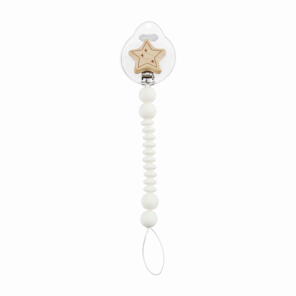 White Star Pacifier Clip - Baby Blossom Company