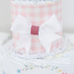 wildflower diaper cake pink gingham top with white bow