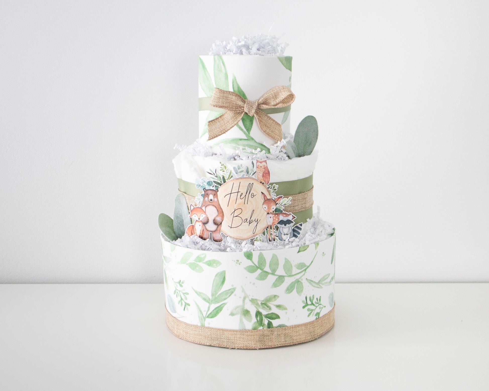 Woodland Greenery Diaper Cake - Baby Blossom Company