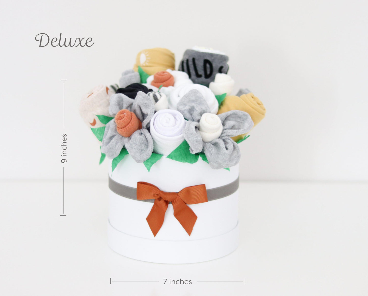 neutral baby gift box bouquet deluxe