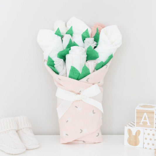 peach cream baby bouquet gift set
