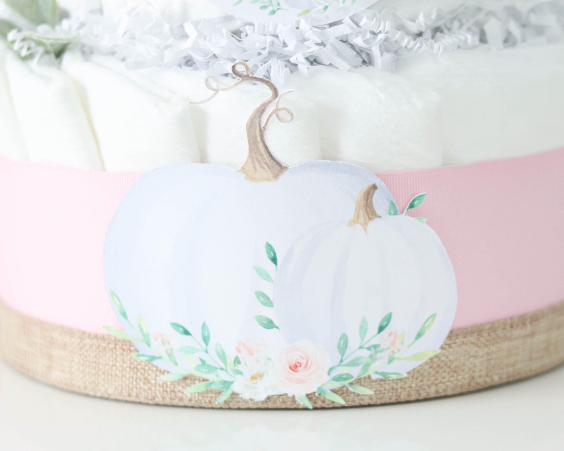 pink pumpkin diaper cake decoration
