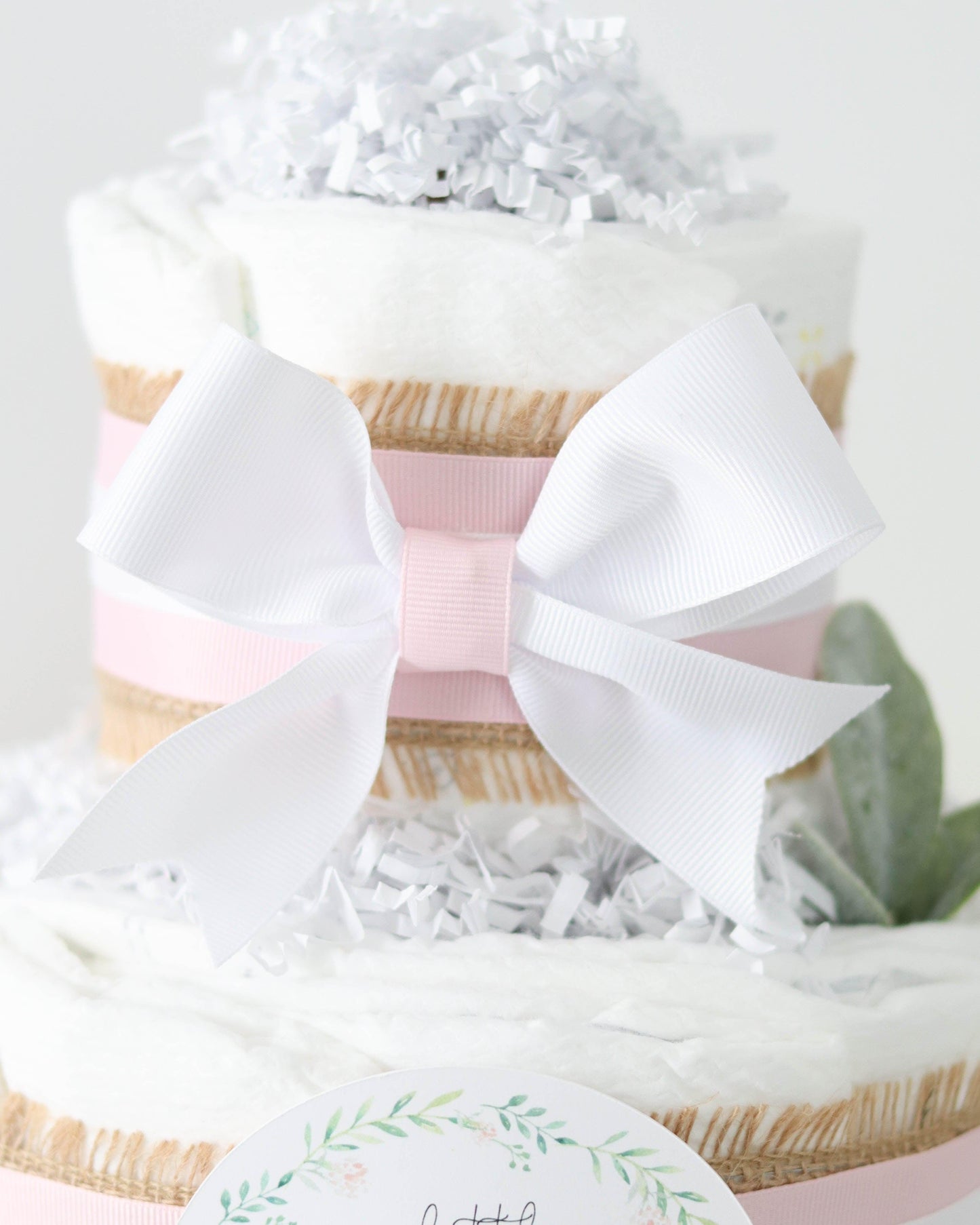 pink pumpkin diaper cake bow