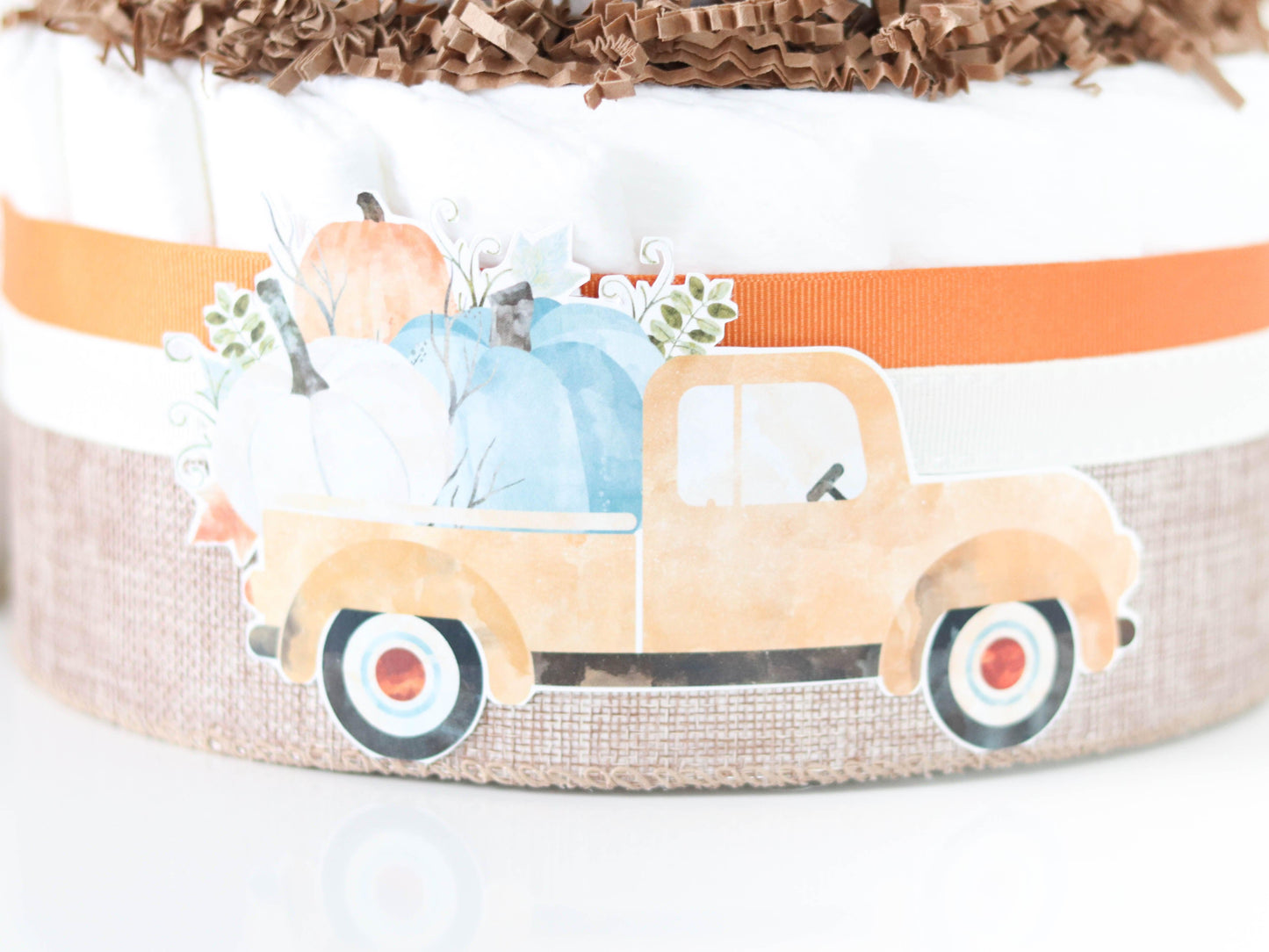 pumpkin truck diaper cake decoration