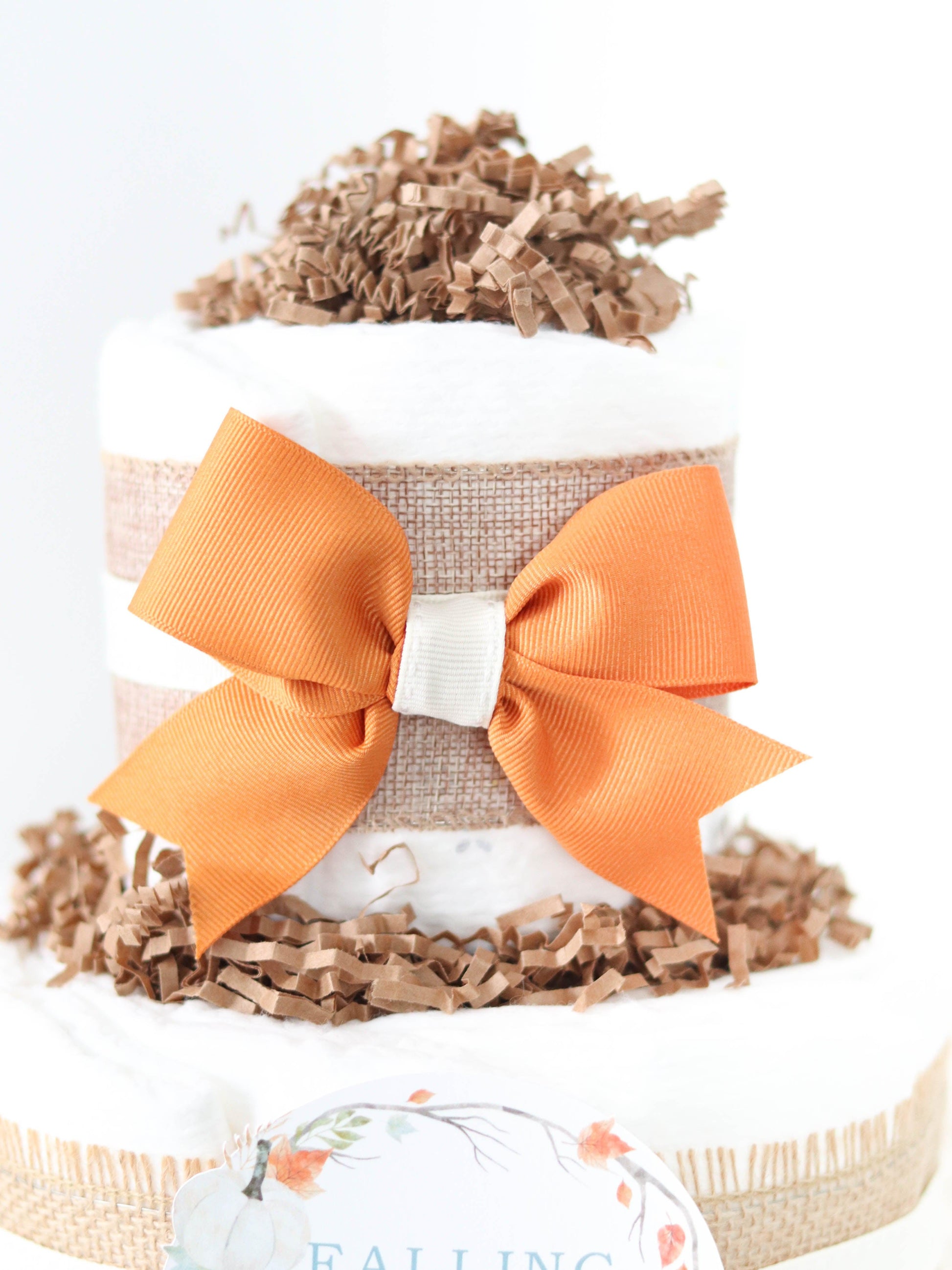 pumpkin diaper cake bow