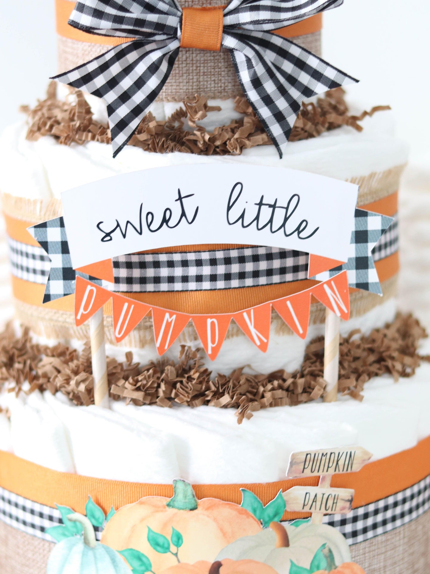 sweet little pumpkin diaper cake sign