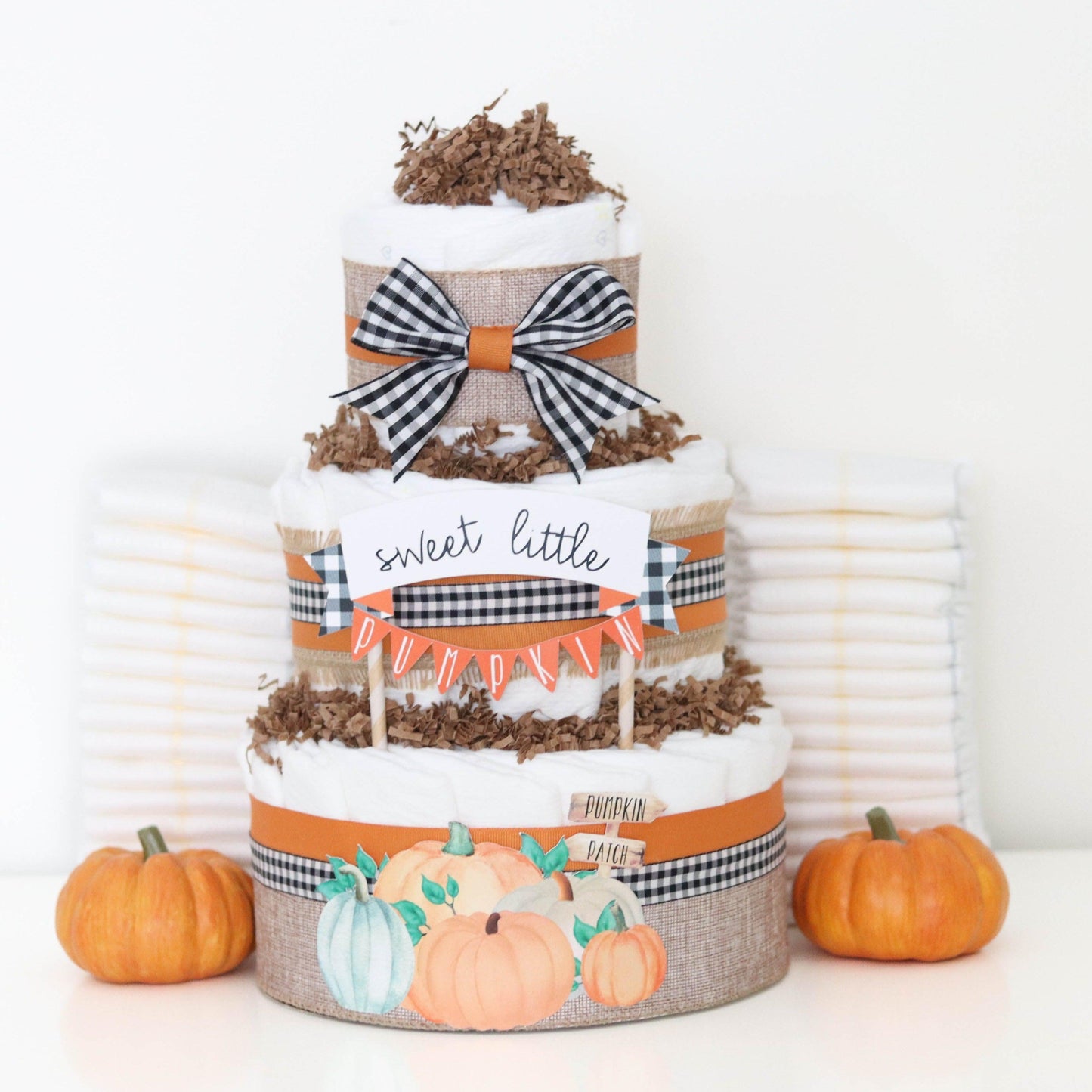 sweet little pumpkin patch baby shower diaper cake