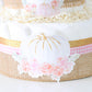 pink gold pumpkin diaper cake decoration