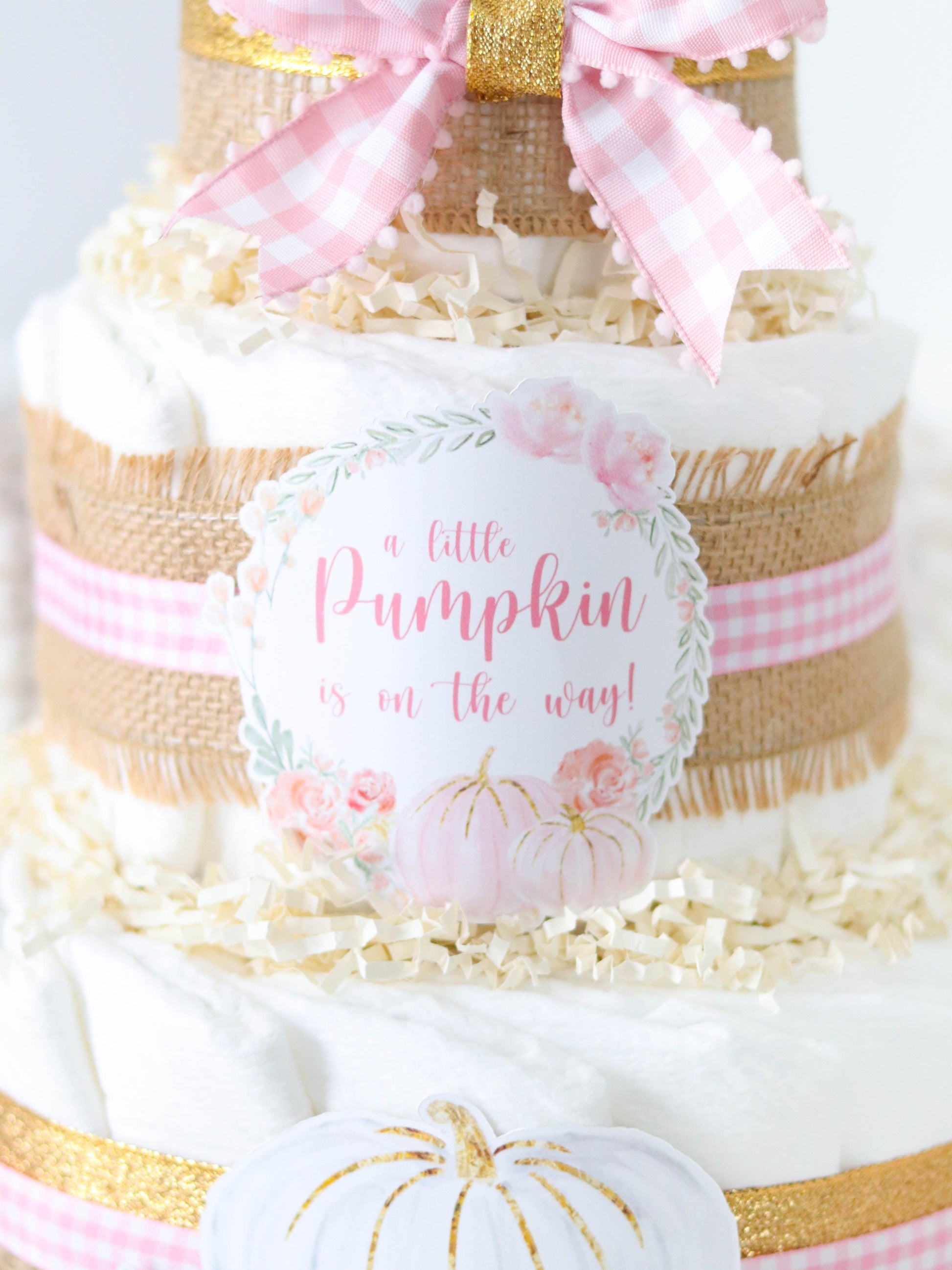 a little pumpkin is on her way diaper cake sign