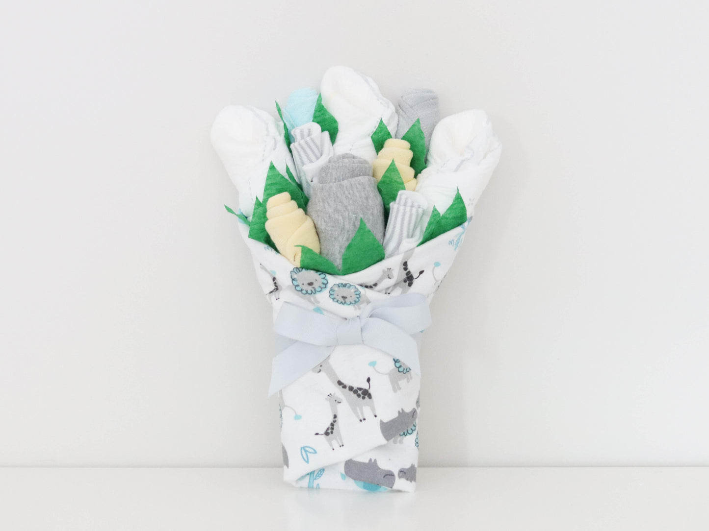gender neutral baby gift idea - baby clothing bouquet
